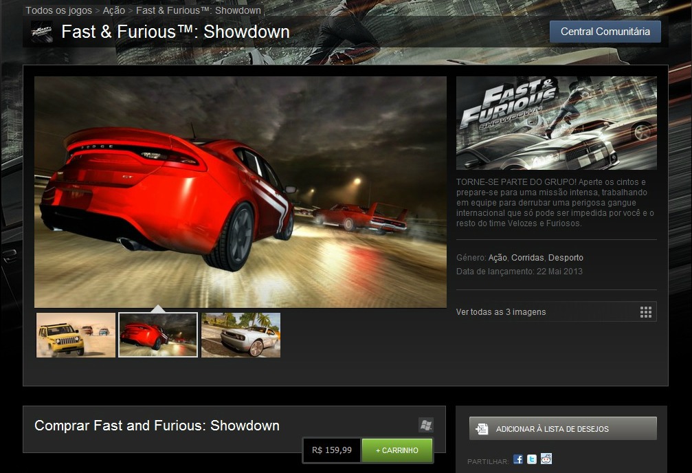 Fast and Furious Shwodown Steam Brasil