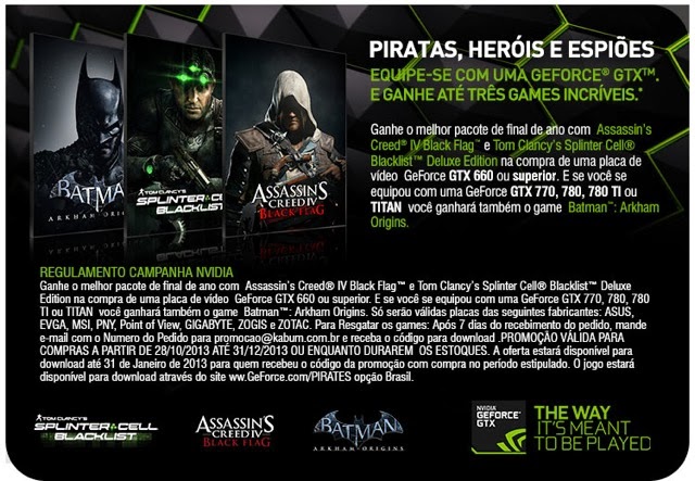 Promoção Nvidia Brasil fim de ano 2013
